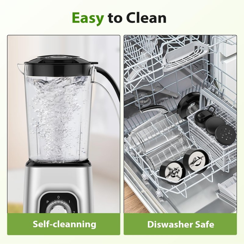 KOIOS Blender & Food Processor Combo - 1000W 4-in-1 Kitchen System | 34oz Pitcher, 22oz Cup, Meat Grinder, BPA Free