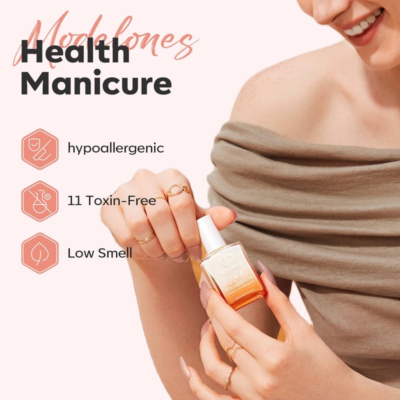 Modelones Nail Strengthener - Extra Strong Growth Jelly in Nude Pink | 15ml Nail Hardener for Healthy Nails