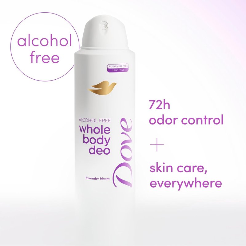Dove Deodorant Spray for Women - Alcohol-Free, 72-Hour Odor Control | Lavender Bloom, 4 oz