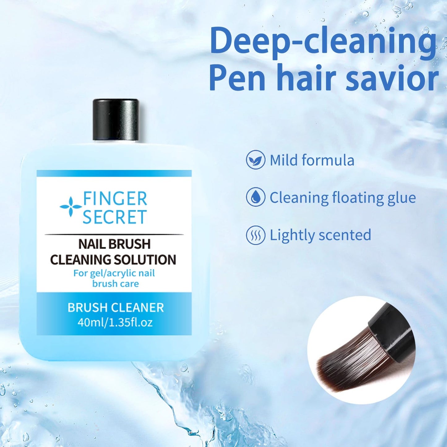 Skiennix Nail Brush Cleaner - 40ml Acrylic Solution for Effortless Nail Art Tool Cleaning