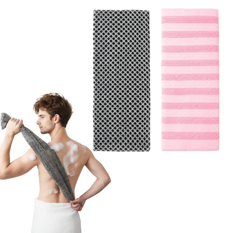 PLLCJB 2Pack Exfoliating Shower Towel, Premium Microfiber Scrub Towel, Body Scrubber with 2 Sides for Scrubbing & Washing, Quick-Drying, Durable and Gentle Exfoliating Towels for All Skin Types