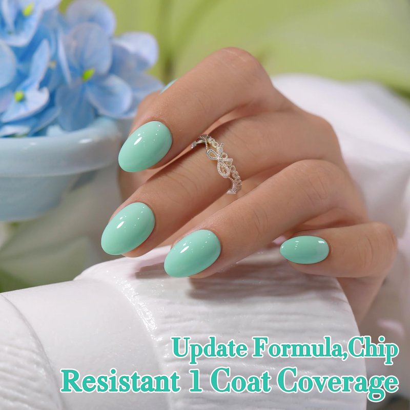 Double Rhythm 15ML Gel Nail Polish Pure Sheer Same Color Same Bottle Soak Off Gel Polish Art Manicure Salon DIY at Home for Women (Mint Green Glow-A1315)