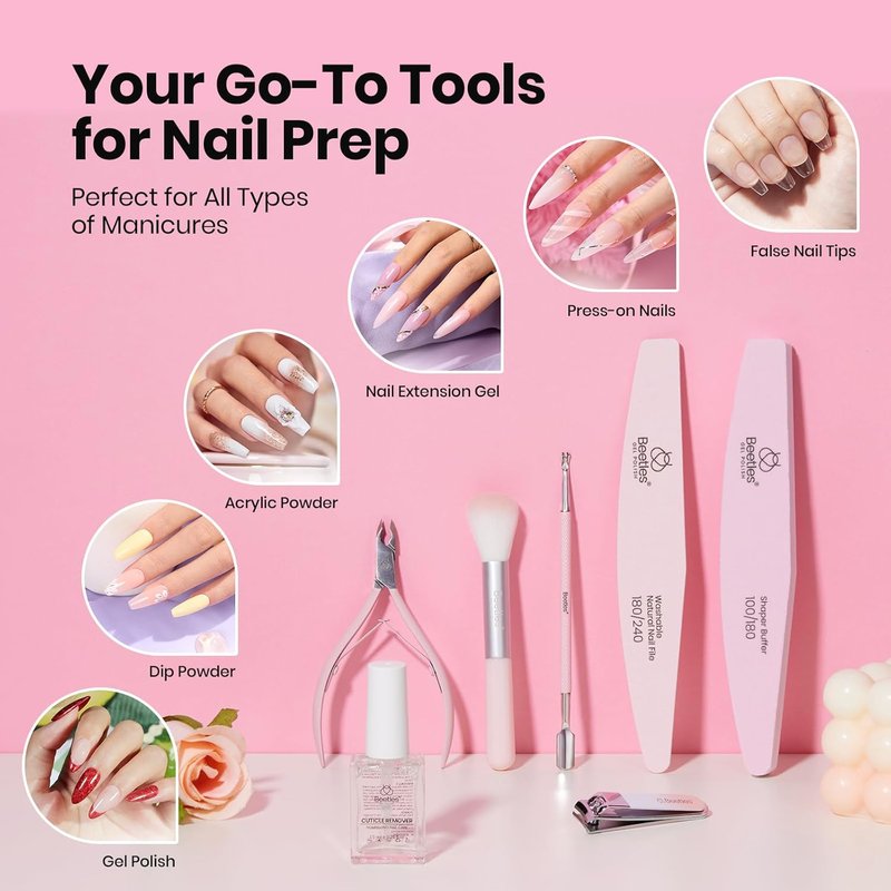 Beetles Gel Polish Remover Kit - 14-Piece Nail Care Set with Cuticle Oil & Glass Files | Perfect Gift for Women