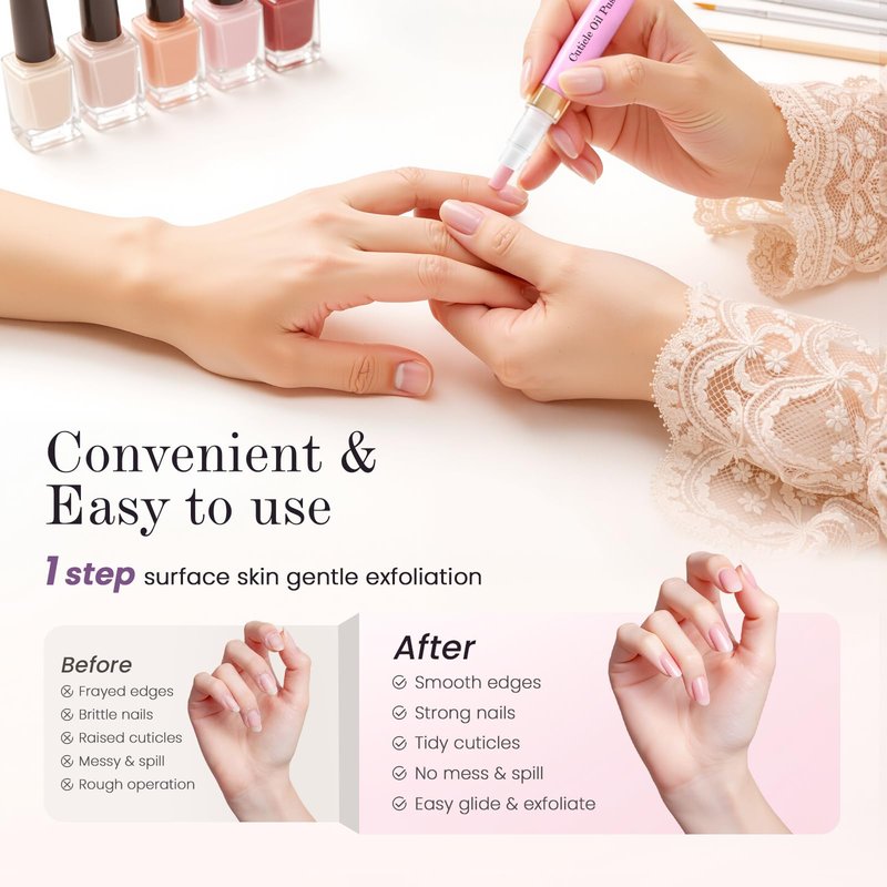 2 Pcs 2 in 1 Cuticle Remover Pen,Ceramic Cuticle Oil Pusher Pen for Hangnails Dry Nails, Nail Pusher Tool for Repair Nourish Moisturize Brighten Nails 2PCS