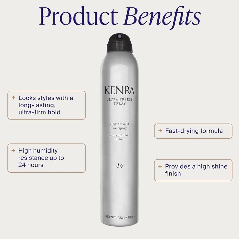 Kenra Ultra Freeze Spray 30 - Ultimate Hold Hairspray for All Hair Types | Fast-Drying, Humidity Resistant, Flake-Free Finish