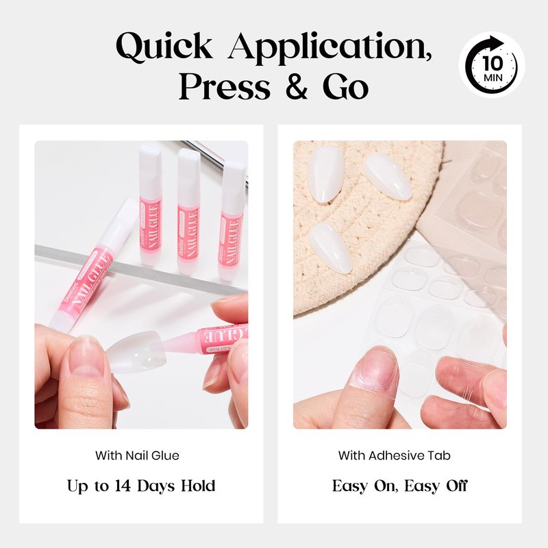 Beetles Milky White Press On Nails Medium Almond - Natural White Almond Press On Nails Soft Nail Gel with Nail Glue Adhesive Tabs Nail File Cleaning Wipe Cuticle Stick, 16 Sizes 32pcs