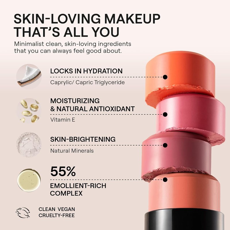 Nudestix Nudies Bloom All Over Dewy Color - 3-in-1 Cream Blush Stick for Cheeks, Eyes & Lips | Sheer Glossy Finish, Vegan Makeup