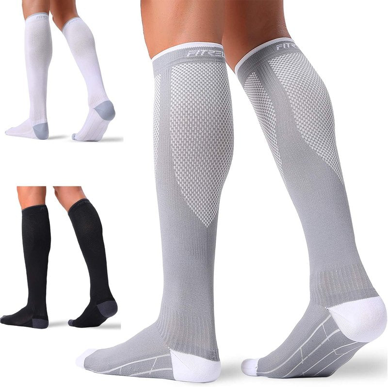 FITRELL Compression Socks - 20-30mmHg Circulation Support for Men & Women | 3 Pairs