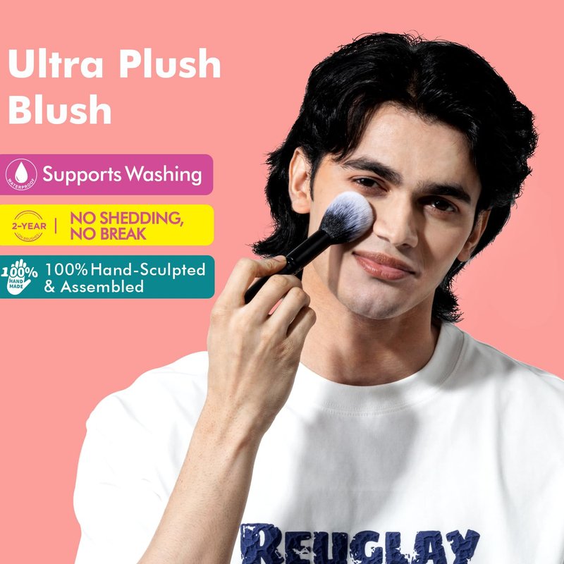 Bueart Design Ultra Plush Blush Makeup Brush with Domed shape for Liquid Blush&Cream&Powder,Buffing Foundation Brush with Tapered Dense Hair for Bronzer,Contour,Concealer,Vegan & Cruelty-Free,M5