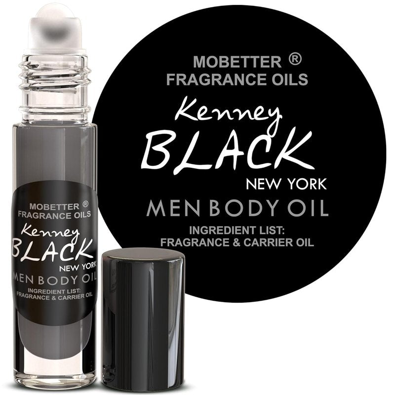 Kenney Black New York Men's Fragrance Body Oil - Long-Lasting Travel Size 0.33 Oz Roll-On Glass Bottle