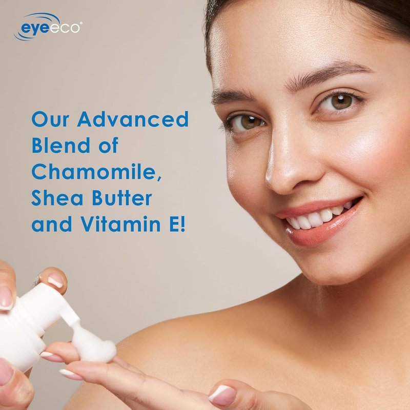 EYEECO Foaming Facial Cleanser - Gentle Tea Tree Oil & Chamomile - Non-Irritating 1.6oz Eyelid Wash