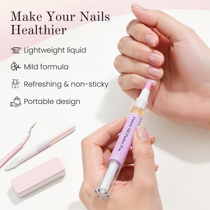 2 Pcs 2 in 1 Cuticle Remover Pen,Ceramic Cuticle Oil Pusher Pen for Hangnails Dry Nails, Nail Pusher Tool for Repair Nourish Moisturize Brighten Nails 2PCS