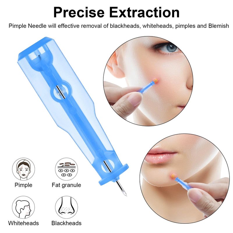 100Pcs Disposable Sterile Pimple Popper Needles, Ultra-Fine Acne Extractor Tools for Blackhead Whitehead Blemish Removal, Professional Facial Skin Care Kit for Clearer Skin