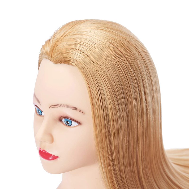 Hairingrid 26"-28" Mannequin Head Hair Styling Training Head Manikin Cosmetology Doll Head Synthetic Fiber Hair and Free Clamp Holder (Golden)