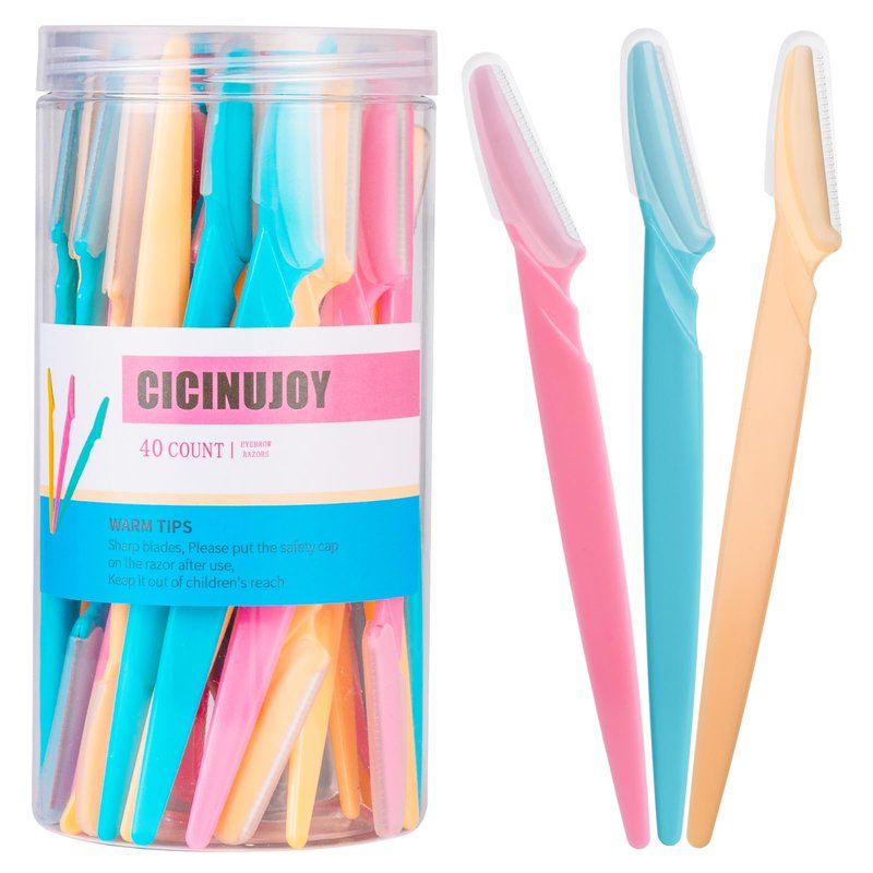 40pcs Eyebrow Razor for Women, Face Shaver Kit Dermaplaning Tool for Peach Fuzz Removal, Stainless Steel Blades with Protective Covers | Eyebrow Trimmer, Facial Hair Removal