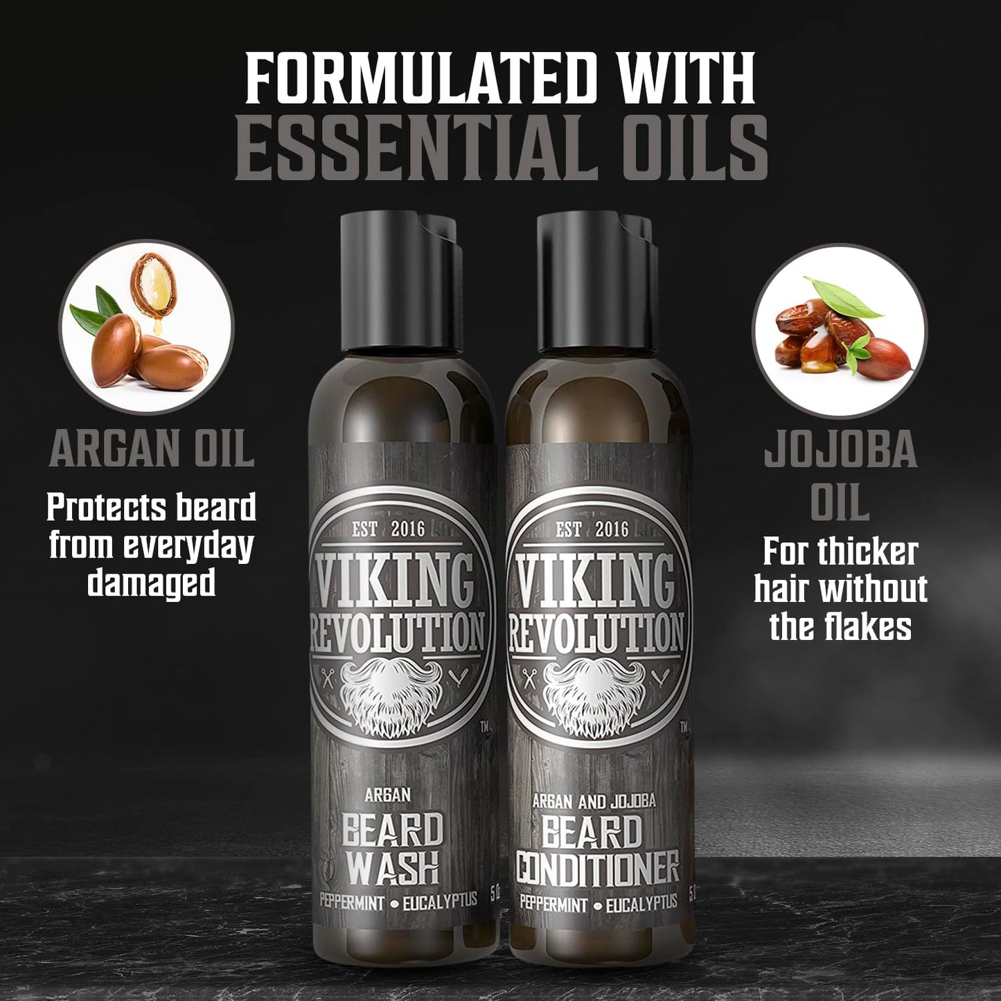 Viking Revolution Beard Conditioner Set | Ultimate Grooming Kit for Men - Softens, Smoothes & Soothes Itch