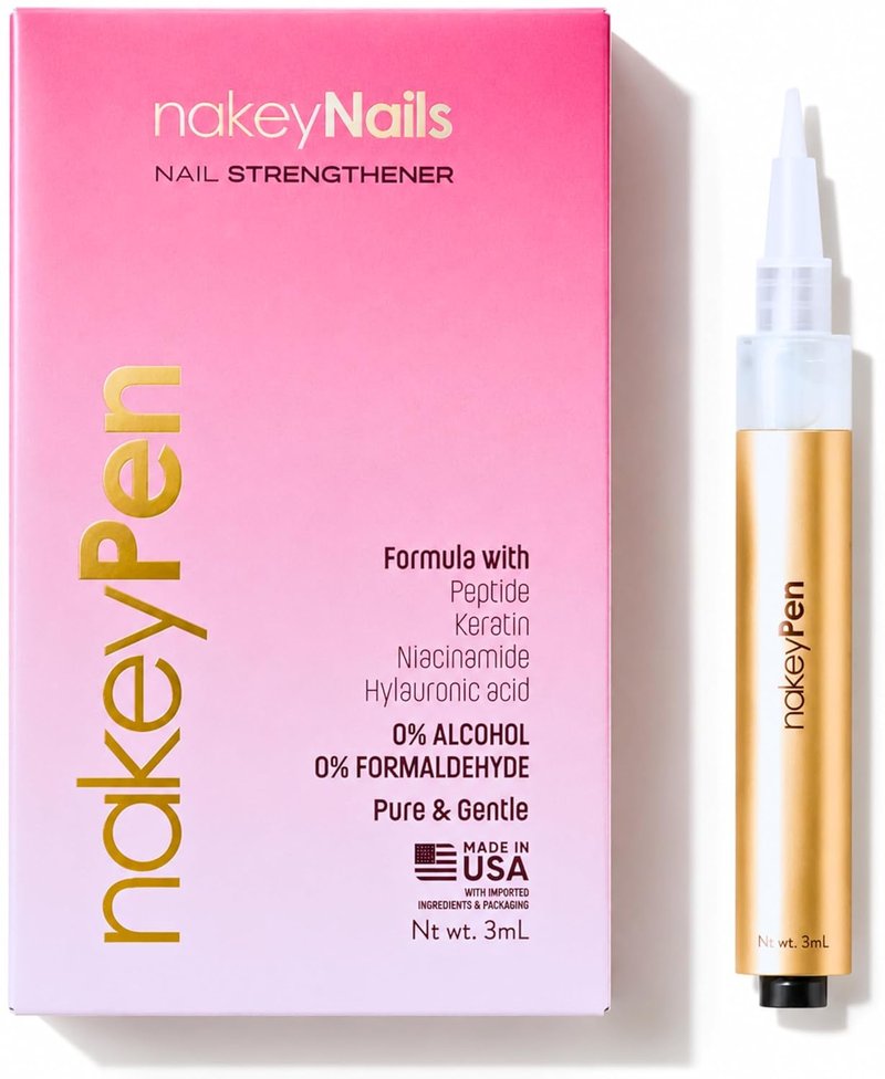 NakeyNails Nail Strengthening Serum - Fast Absorbing Treatment for Damaged & Brittle Nails | 45-Day Supply with Keratin, Peptides & Hyaluronic Acid