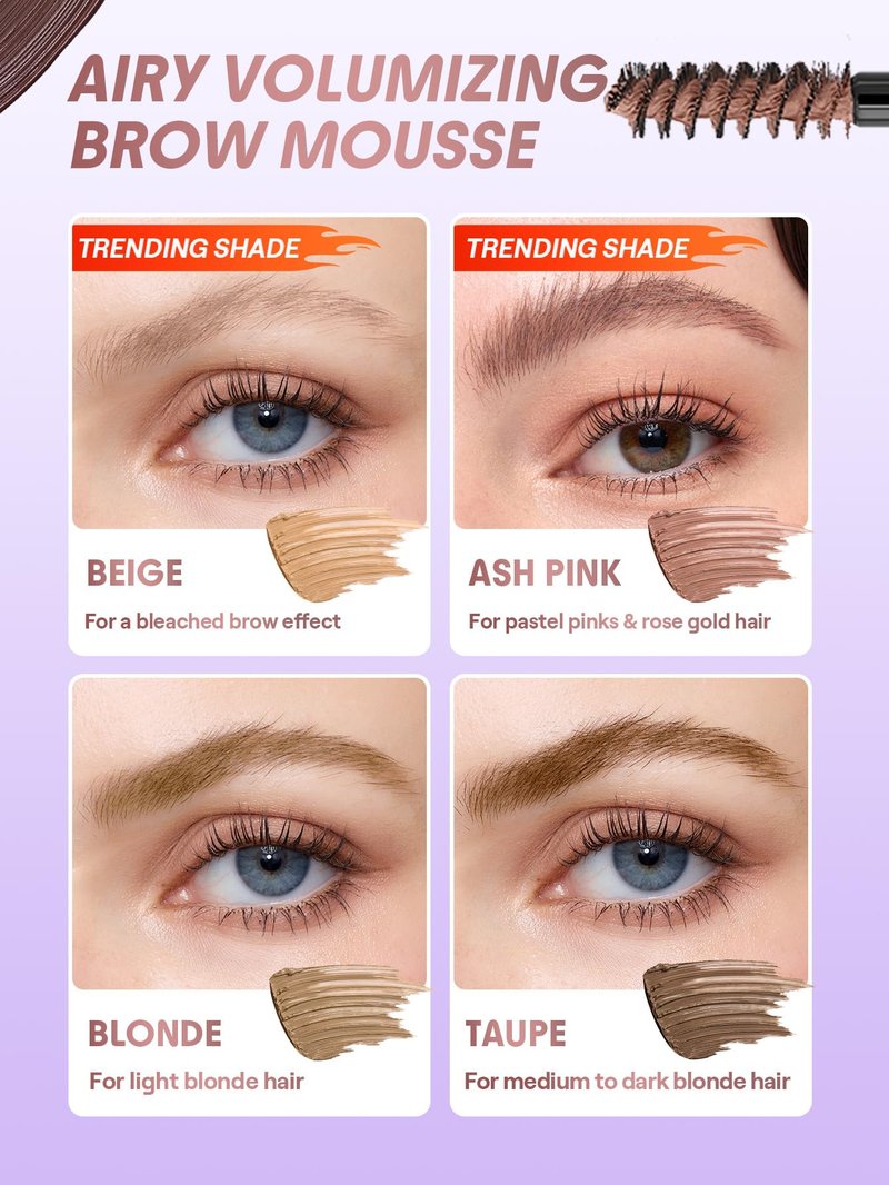 SHEGLAM Airy Tinted Volumizing Brow Mousse Eyebrow Cream Gel Highly Pigmented Shaping Filling Water Removal-Blonde
