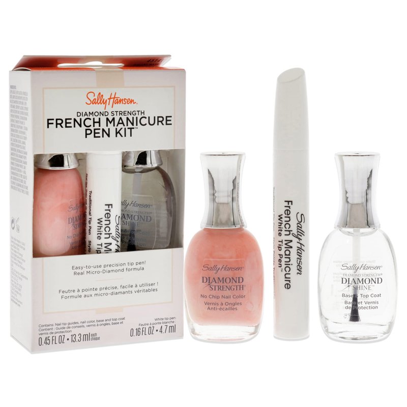 Sally Hansen Diamond Strength French Manicure Set - 45141 Ballet Bare 0.45oz Nail Polish - 3227 Ballet Bare, 0.45 Base and Top Coat, 0.16oz Precision Tip Pen Women 3 Pc