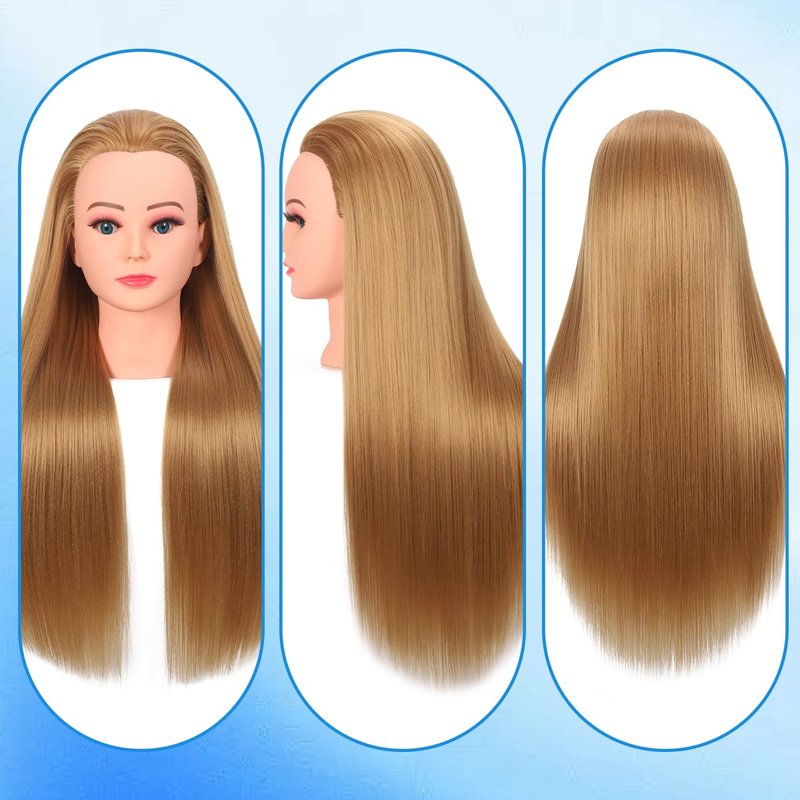 Human Hair Mannequin Head for Braiding - 22 Inch Straight Doll Head with Stand for Cosmetology & Hairdressing