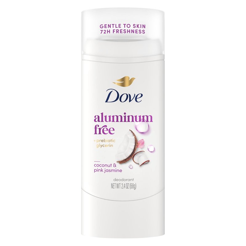 Dove Deodorant Stick for Women, Aluminum Free, 72H Odor Protection, Coconut & Pink Jasmine, 2.4 Oz