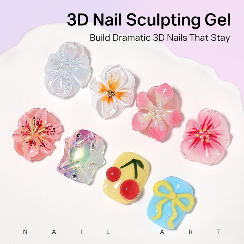 MIZHSE 30g 3D Gel Nail Art Clear Sculpting Gel Non-Sticky Molding Gels for Nails Sculpting U V LED Soak Off Gels Polish with Nail Art Pen Nail Design Home Manicure
