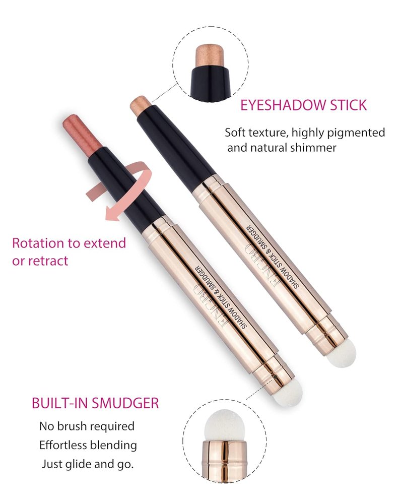 Skiennix Cream Eyeshadow Stick - Long-Lasting, Crease-Proof Formula | #4 Taupe Shimmer with Built-In Smudger