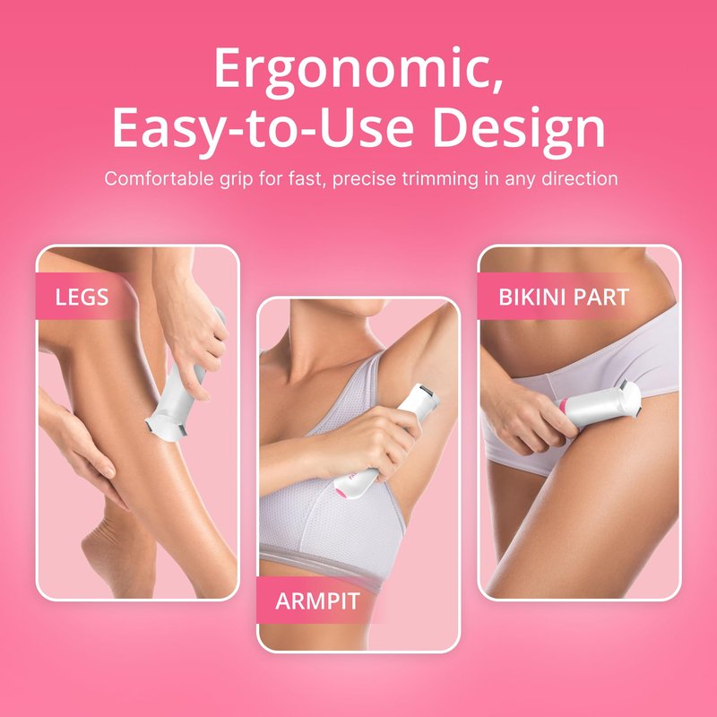 PalmPerfect Bikini Trimmer for Women – Precise & Gentle Hair Removal for Sensitive Areas – Dual Blade System with Rounded Tips – Waterproof Wet/Dry Grooming with Trimming Guide