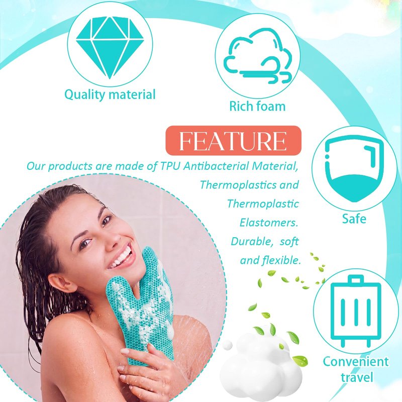 Karenhi 2 Pcs Honeycomb Exfoliating Glove Bath Mitt Body Spa Scrubber, Honeycomb Exfoliator Glove for Body Shower, Scrubber Sponge Shower Loofah, Quick Drying (Dark Green,Pink)