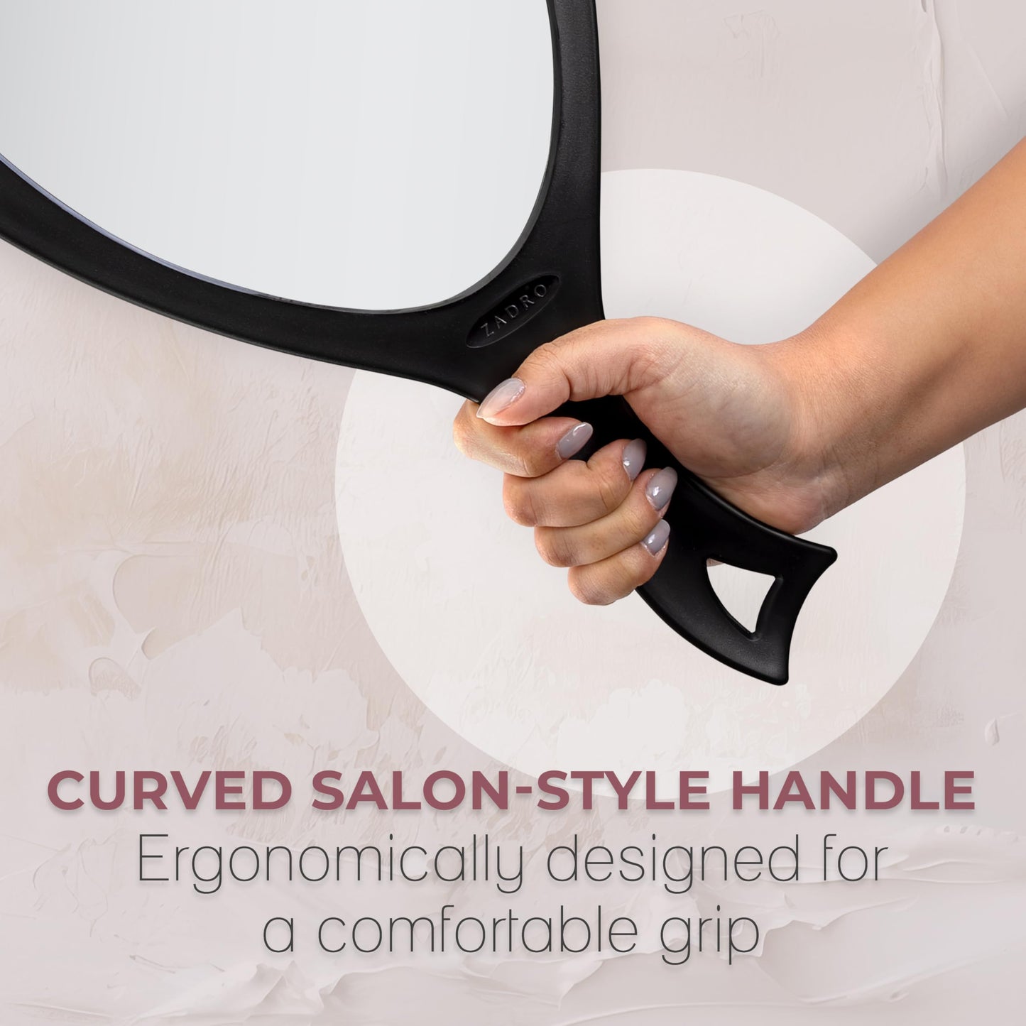 Zadro Salon Professional Extra Large Hand Mirror with Handle, 10" W x 19" L, Multi-Purpose Oval Handheld Mirror with New Distortion-Free Reflection (1, Black, Large (Pack of 1))