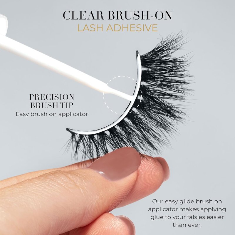 Lilly Lashes Clear Eyelash Glue - Brush-On Latex-Free Adhesive for False & Natural Lashes