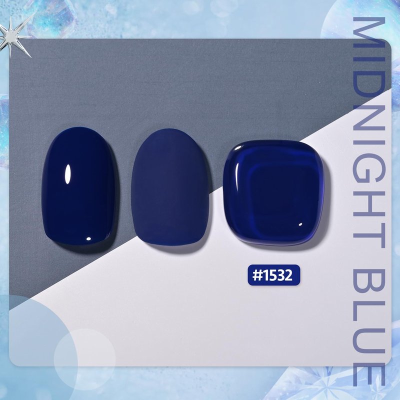 GAOY Deep Blue Gel Nail Polish - 16ml Soak Off Formula | UV Light Cure for DIY Manicure - 1532 Midnight Blue