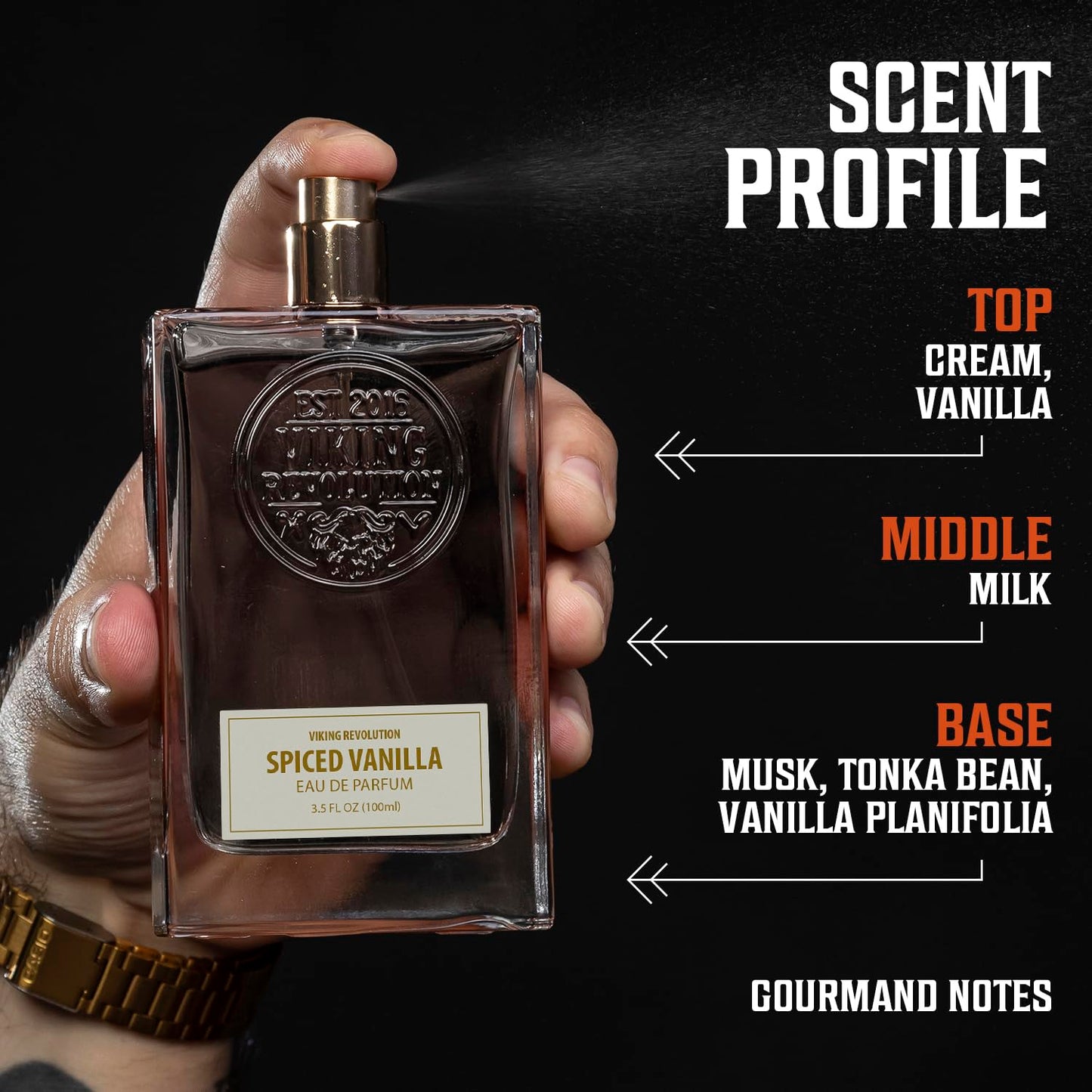 Viking Revolution Spiced Vanilla Cologne for Men - Eau de Parfum - Sweet and Spiced Perfume with Gourmand Notes of Musk, Tonka Bean, Vanilla, Cream - Gifts for Men 3.5 Fl Oz