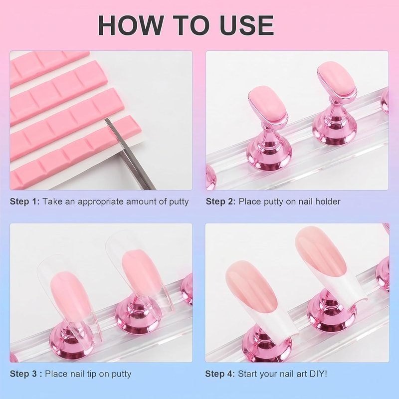 Magnetic Nail Stand for Press-On Nails | Reusable Holder for DIY Nail Art - Pink