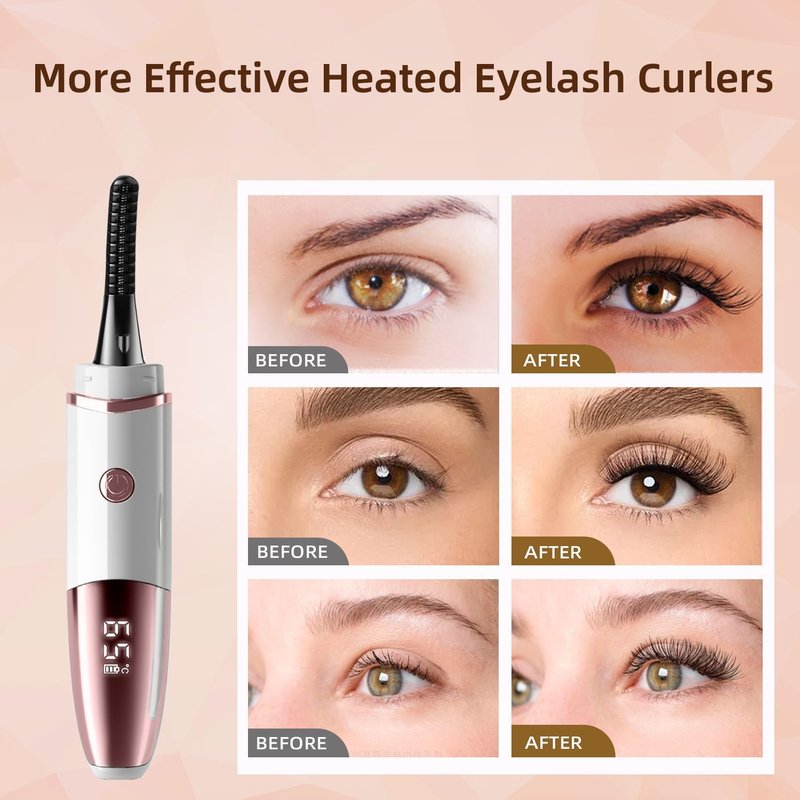 Heated Eyelash Curler - USB Rechargeable Electric Curler with 4 Temperature Modes | Fast Heat Up in 5s - White
