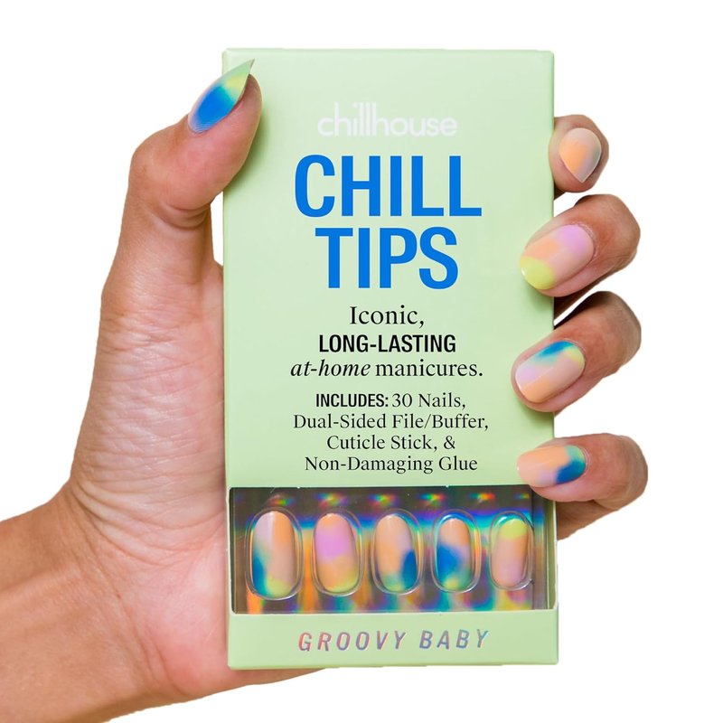Chillhouse Press-On Nails Kit - Groovy Baby Oval Tips | 30 Customizable Shapes & Sizes, Up to 2 Weeks Wear