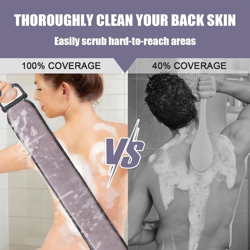 Back Scrubber for Shower for Women Men, Back Exfoliator Body Cleaner to Scrub Your Skin, 38 Inches Double-Sided Exfoliating Body Scrubber with Handles, Back Washer for Shower, Bath Scrubber for Body