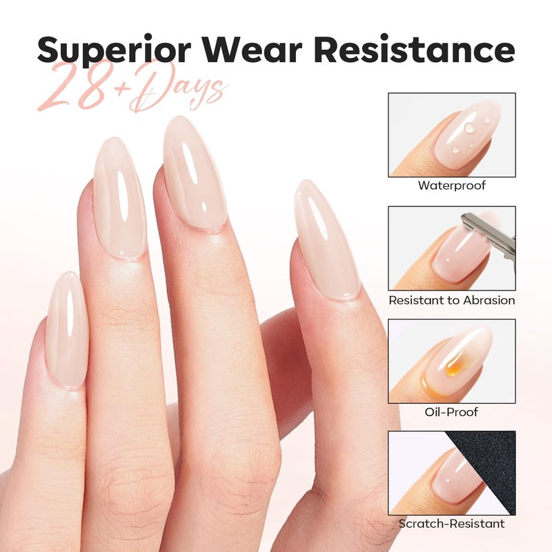 Nude Builder Nail Gel - No Wipe Ultra Gloss Jelly Polish | 15 ML Apex Strengthener for Long-Lasting Nail Art