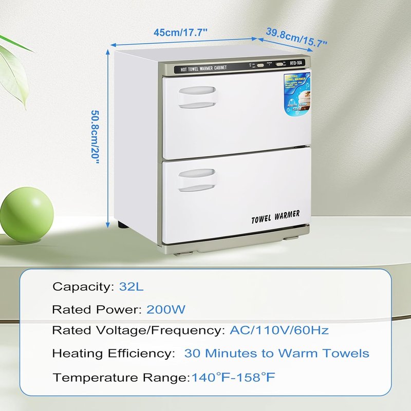 Skiennix 32L Hot Towel Warmer Cabinet - 2-in-1 Professional Heater for Spa & Salon Use