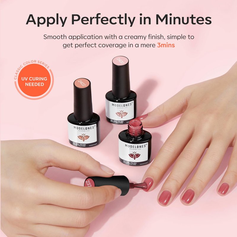 Modelones Gel Nail Polish Set - 6 Colors Including Nude, Red, Pink & Brown | Perfect for DIY Manicure Gifts