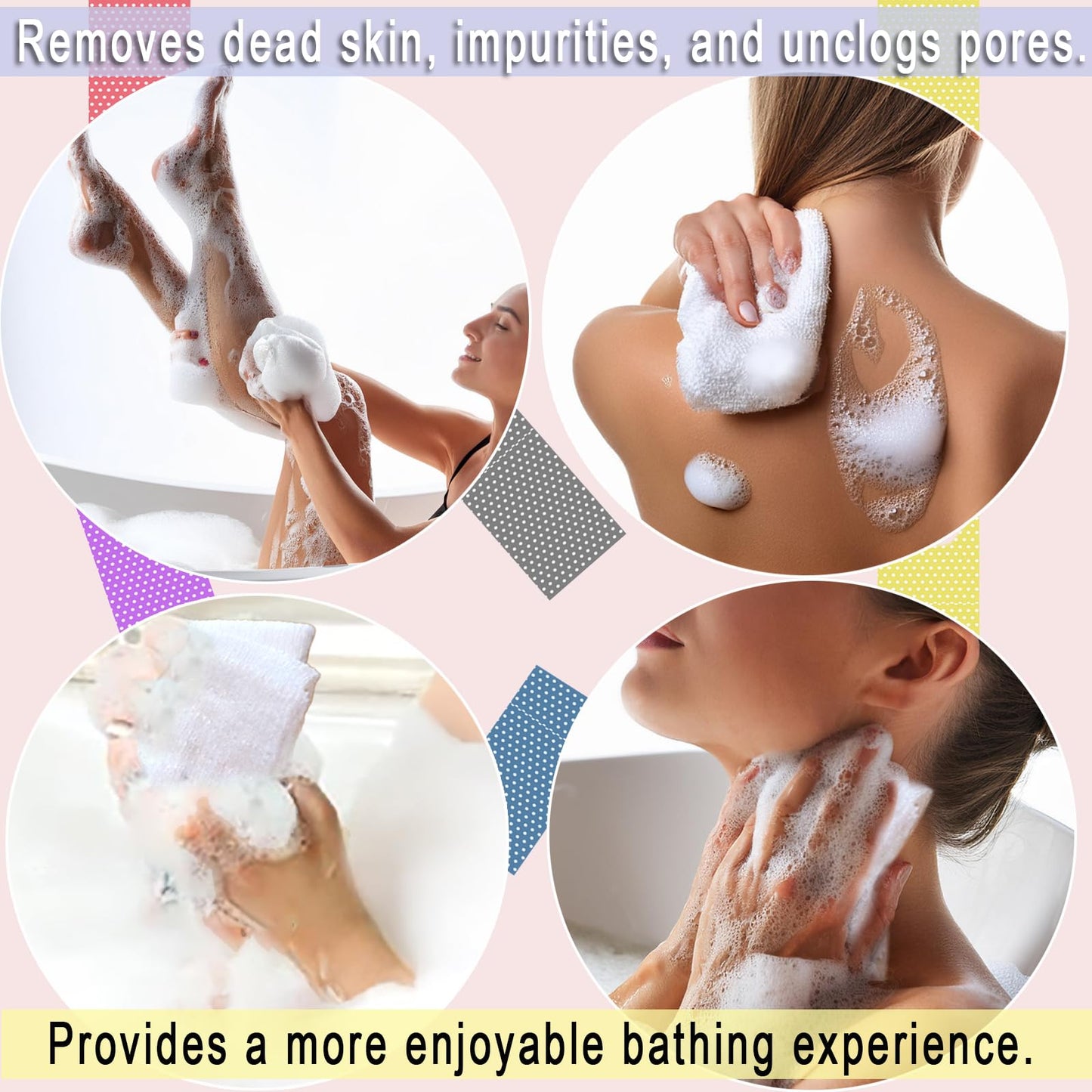 Trad Trad Ultra Soft Nylon Bath Wash Cloth Towel Shower Towel Perfect for Dry Skin - Made in Japan with a soap foaming net satinsnow
