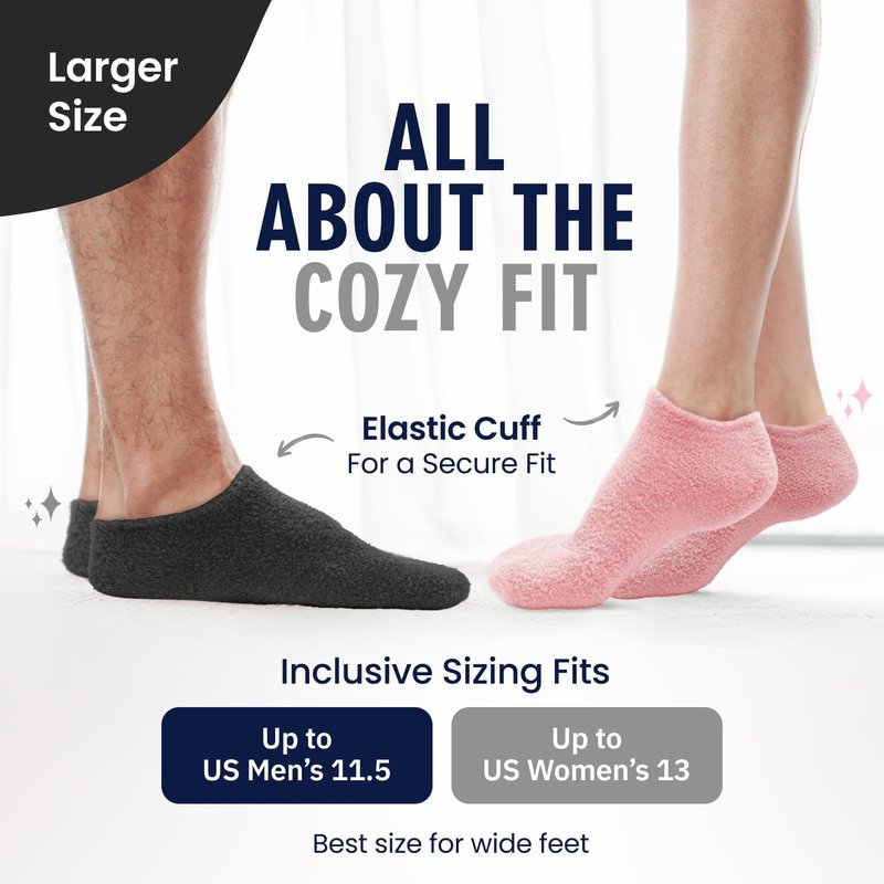 Dr. Frederick’s Original Moisturizing Gel Socks for Men & Women – Dry Feet & Cracked Heel Treatment – Full Foot Gel Lining With Mango Butter, Shea Butter, Jojoba & Coconut Oil (Large - Obsidian Oasis)