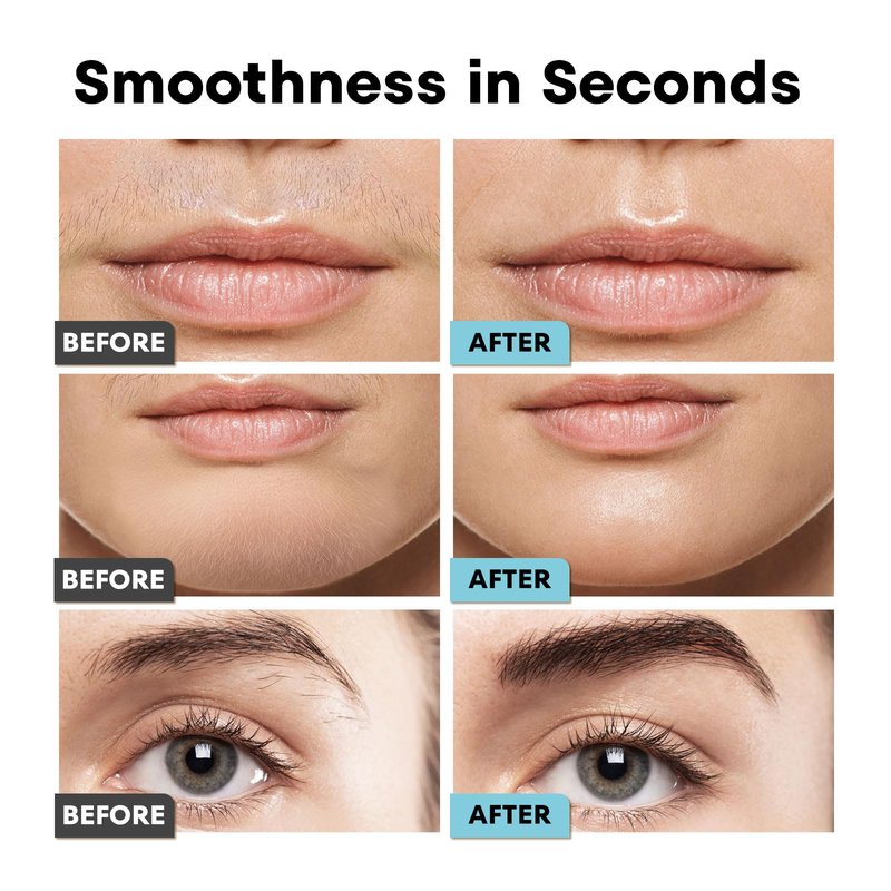 Rechargeable Eyebrow and Facial Hair Remover for Women - 2 in 1 Razor with Built-in LED Light for Painless Hair Removal