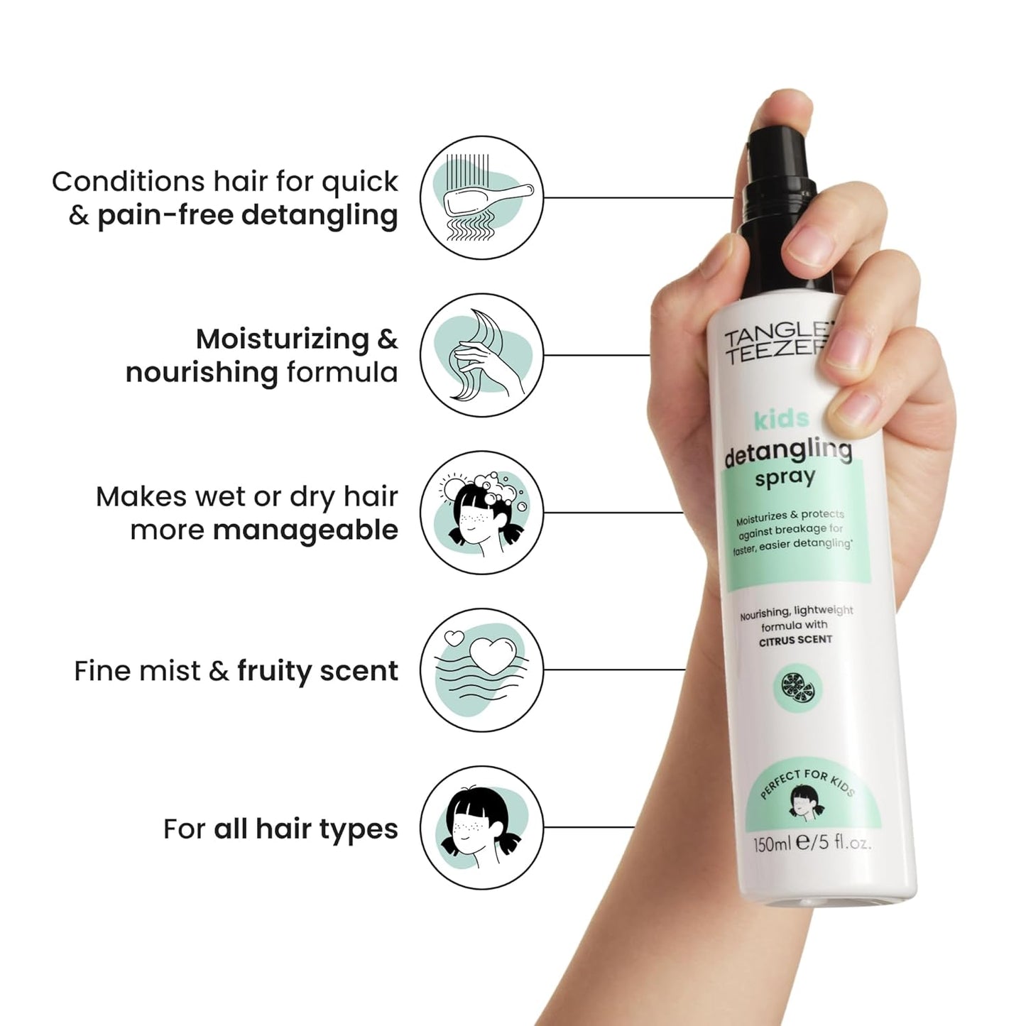 TANGLE TEEZER Hair Detangler Spray for Kids - Vegan, Sulfate-Free, Fruity Scent | 5 Fl Oz, All Hair Types