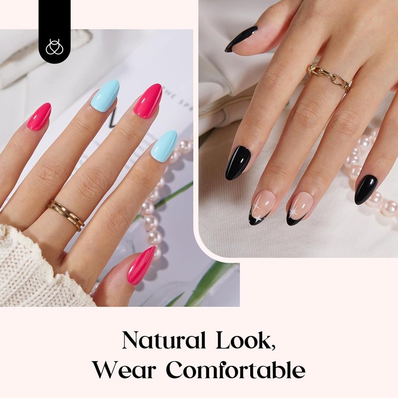 Beetles Press On Nails Kit - 720 Pcs in 24 Colors | Short Almond Glossy & Matte Finish with Glue & Stickers