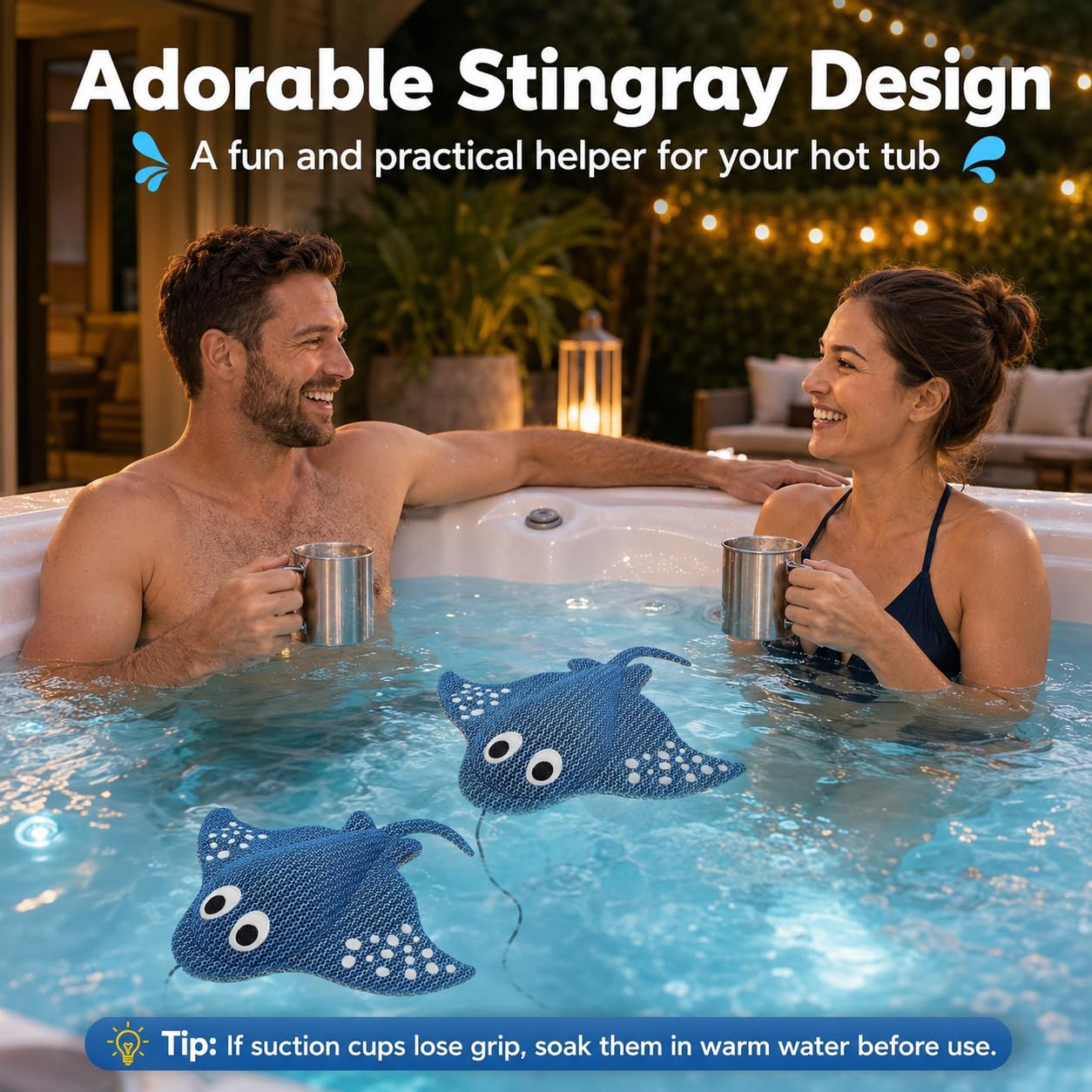 ZYIDBNG Stingray Hot Tub Scum Absorber Reusable Washable for Spa Scum Ray Floating Hot Tub Oil Absorber Cleaner Accessories for Adults (2 Pack, Stingray)