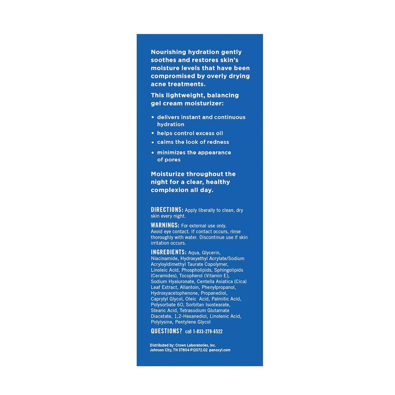 PanOxyl PM Balancing Repair Moisturizer - Hydrating Niacinamide & Ceramides for Acne-Prone Skin | 3 oz