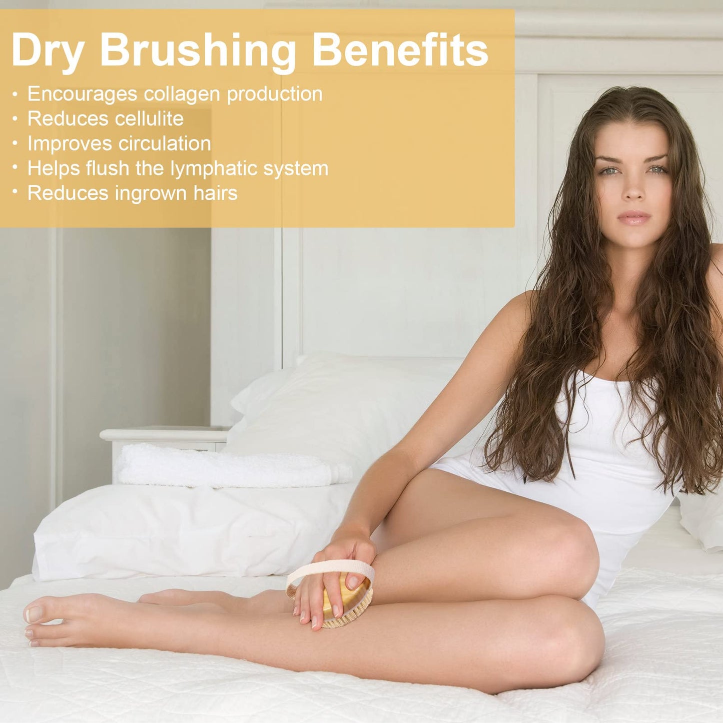 Bamboo Dry Body Brushes,Dry Body Scrubber for Dry Skin, Blood Circulation, Cellulite Treatment,Drying Brush Suitable for All Kinds of Skin with Soft and Stiff Bristles