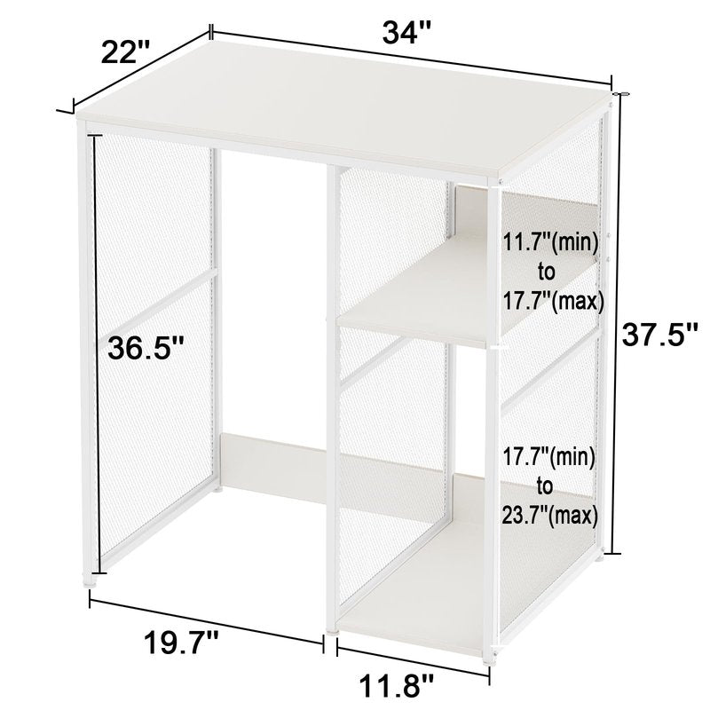 KirKical 3-Tier Coffee Bar Cabinet with Mini Fridge Space, Simple Style Microwave Stand Bakers Rack, Utility Compact Refrigerator Storage Organizer for Home Kitchen Dorm, White