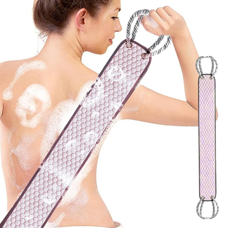 Back Scrubber for Shower with Handles,Double Sided Exfoliating,Bath Back Washer,Back Washer to Deep Clean Your Skin for Men & Women (Light Pink)